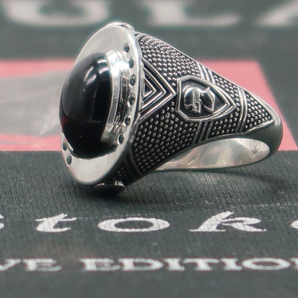 Sterling Silver Onyx Diamond Ring - Picture 4 of 4